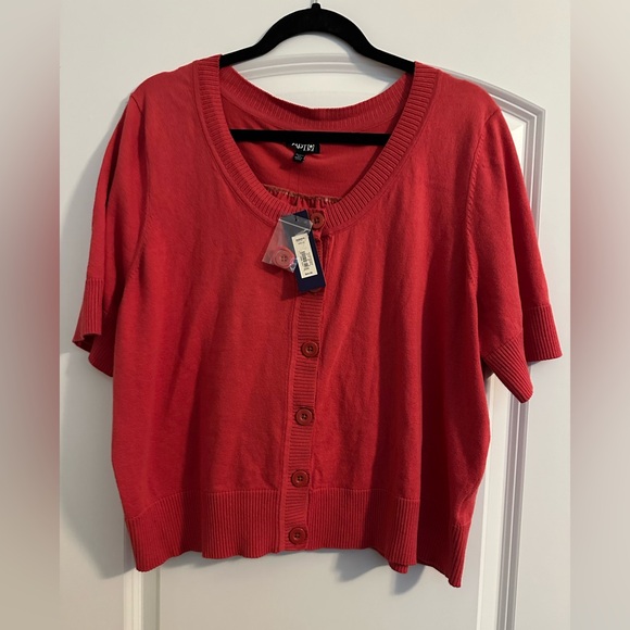 Coral Apt. 9 cropped Cardigan 2X - Picture 1 of 2